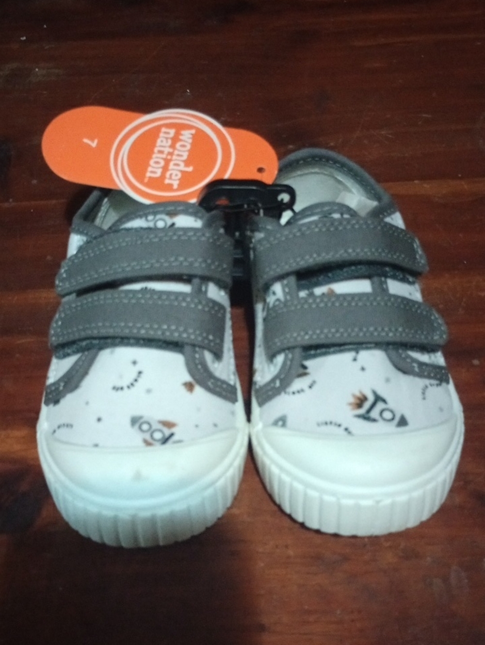 wonder nation Gray and White Kids Velcro Sneakers